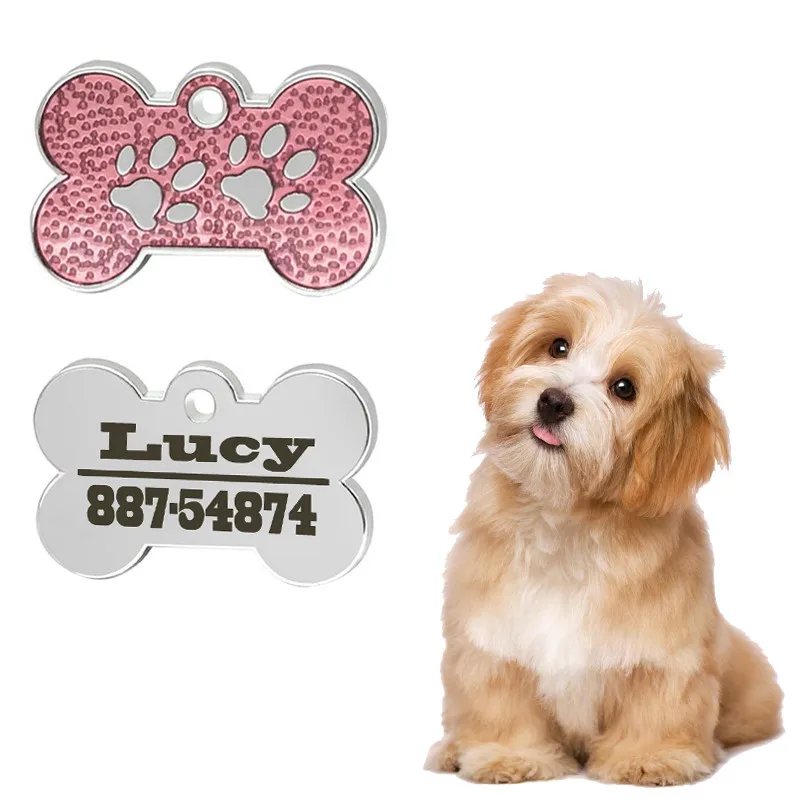 

New Style Engraved Dog ID Tag Bone Shape Personalized Anti-lost Cat Puppy Tags Pet Collars Pendant Accessories Dog Name ID Tags