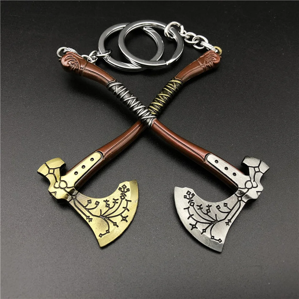 

God of War 4 Leviathan Key Chain Metal Keyrings Kratos Guardian Shield Ice Axe Charm Pendant Llaveros Car Keychain Game Jewelry