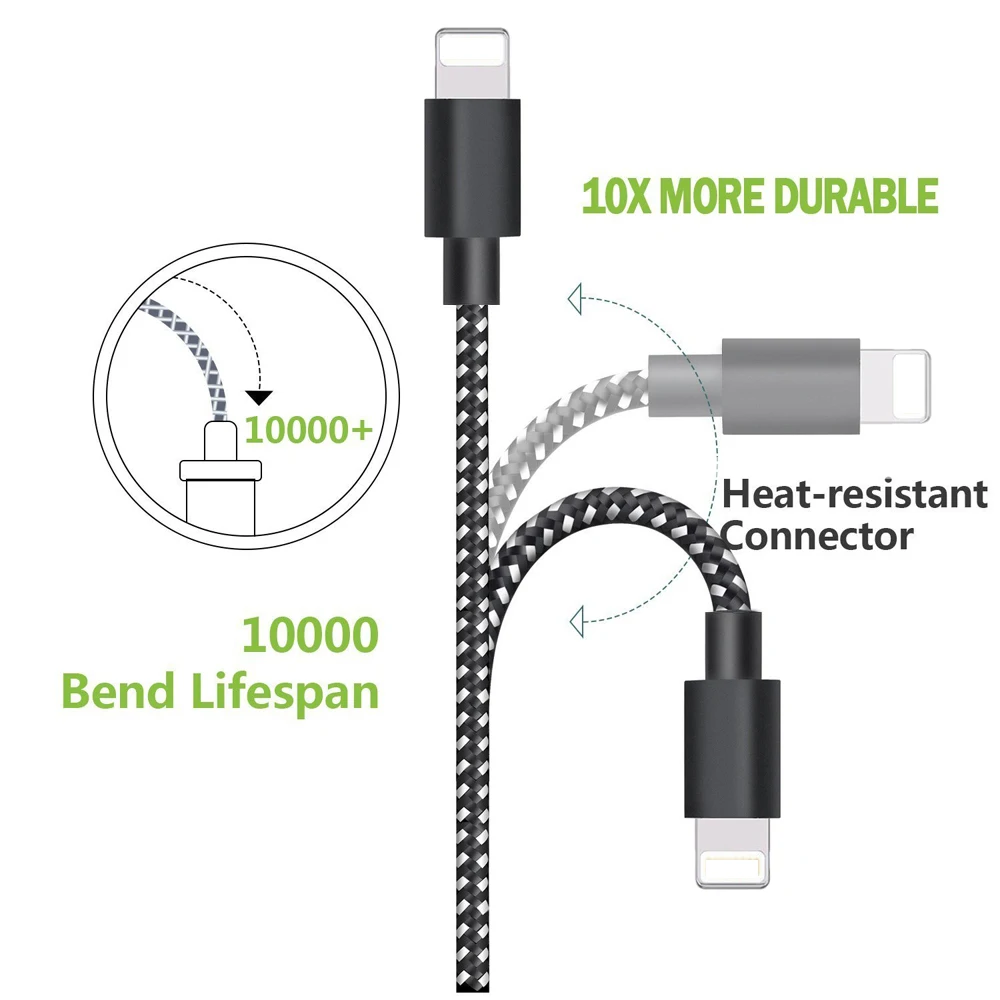 [3] Cable USB 5 V 2,1 de carga rápida Cable USB a USB Suntaiho de Nylon trenzado Cable de datos de Cable USB cable cargador para iPhone 7