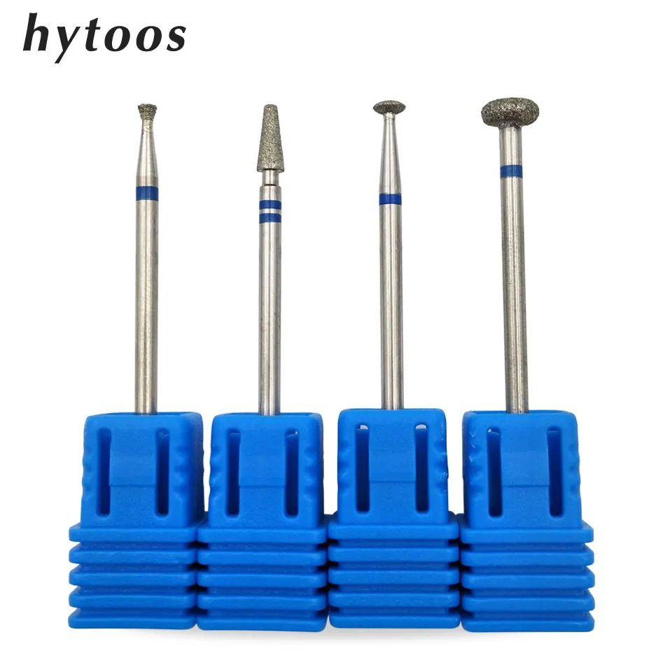 HYTOOS 4PCS Diamond Nail Drill Bit 3/32" Rotary Burr Manicure Cutter