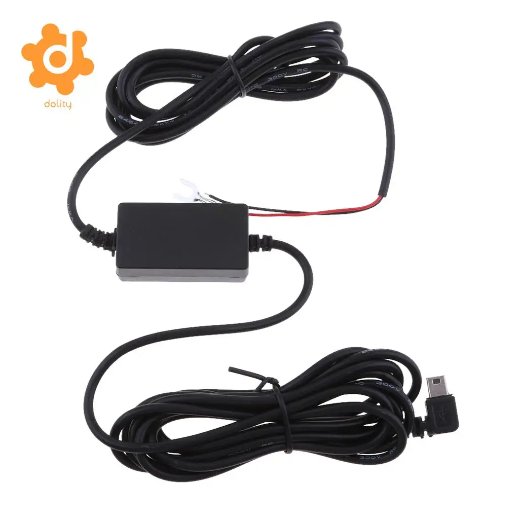 Car Dash Cam Hardwire Kits 8/36V to 5V 3A Mini USB Left Bend Adapter Cable