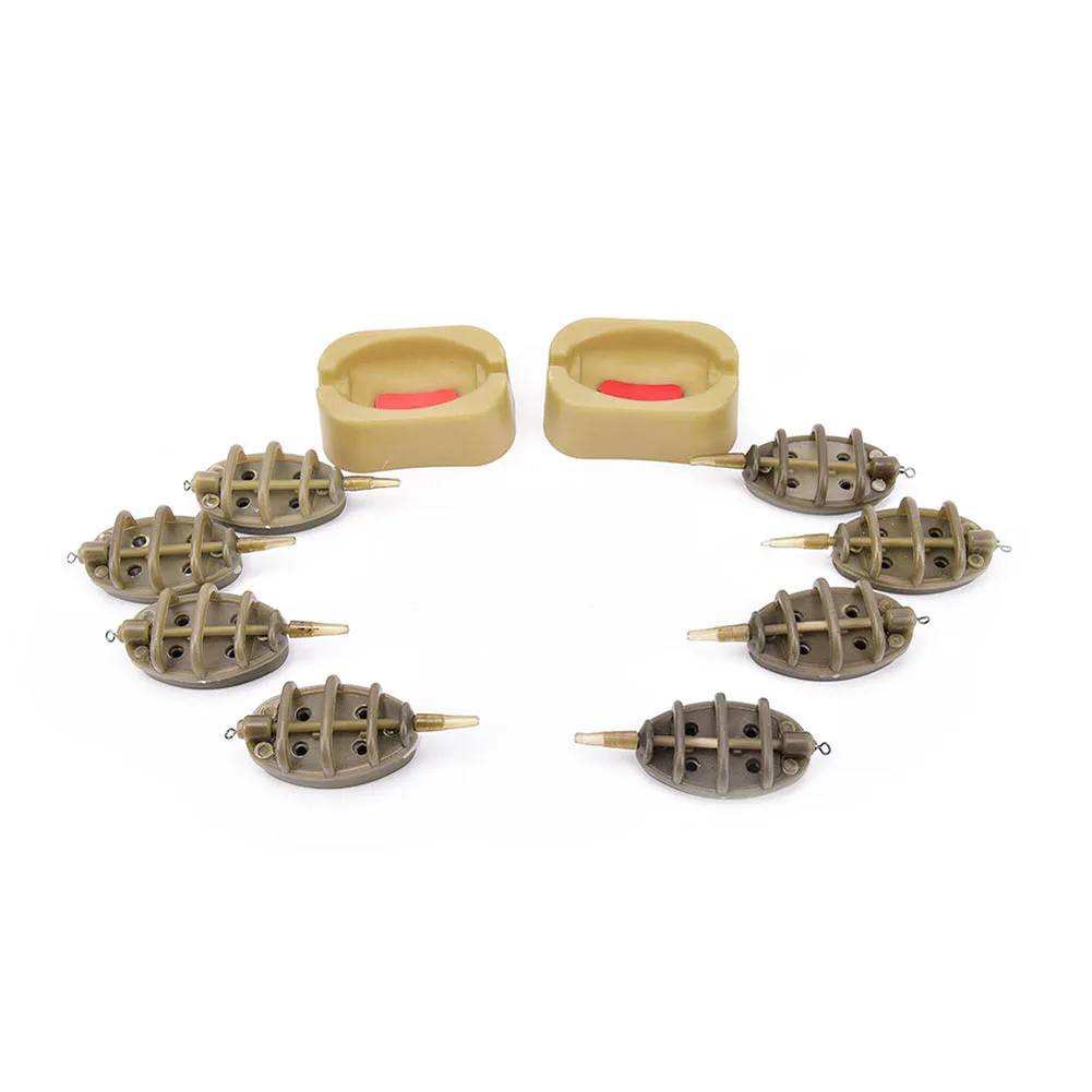 

New Inline Method Carp Fishing Feeder Lead Set 4 Feeders Mould Kit Plastic Baiting Tools Accessories XD88