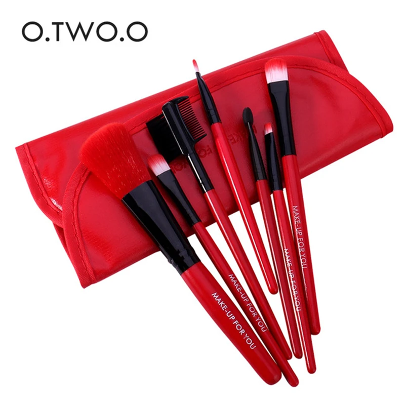 

O.TWO.O Makeup Brush 7pcs/lot Make Up Brushes Kit Beauty Eye Primer Powder Blush Cosmetics Brush Set With Leather Bag