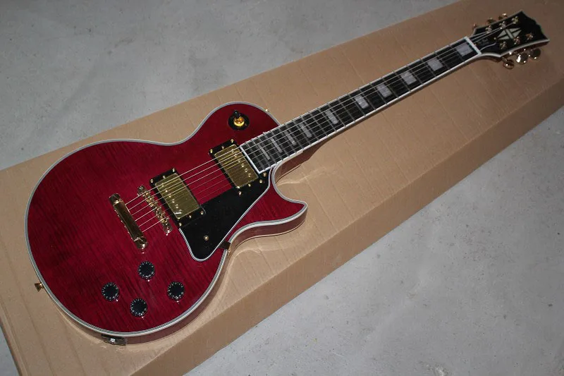 

Factory Wholesale Top quality Rosewood fingerboard Golden hardware G LP Custom red Electric Guitar 141110