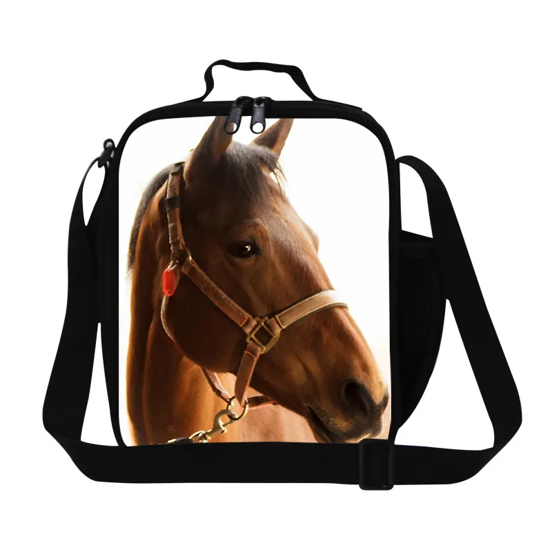 Insulating Thermal Horse Animal Print Lunch Bags Food Container Crossbody Bag 