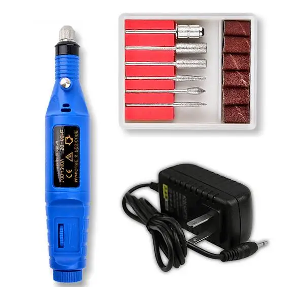 1 Набор многофункциональная электрическая машинка для маникюра, дрель для ногтей, авторучка для педикюра, пилочка для полировки, отшелушивающий аппарат, EU US Plug 9W - Цвет: blue color US plug