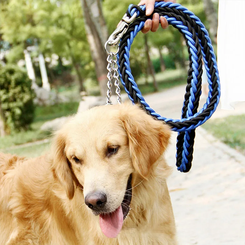 Большой Поводок для собак цепь поводок предметы для домашних животных нагрудный ремень собачий ошейник веревка золотистый ретривер Лабрадор прочный поводок FN P1