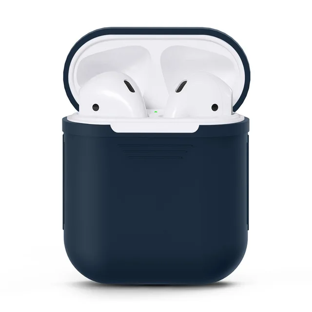 Премиум силиконовый чехол для Apple гарнитура для airpods зарядка мягкий чехол для Air Pods наушники Стенд Чехлы Наушники Аксессуары - Цвет: Черный