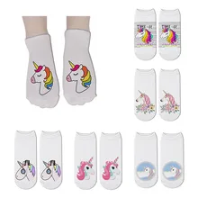 Мужские носки с принтом, короткие носки для женщин, модные унисекс хлопковые носки, Harajuku, единорог, смешное искусство, Короткие носки 5S-ZWS59