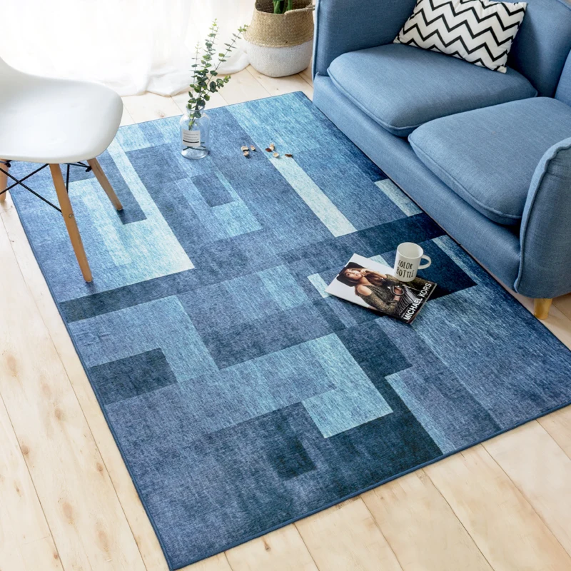 

Modern Simple Style Mediterranean Geometry Rectangle Carpet Summer Thin Washable Non-slip Rug for Living room/Bedroom/Tea table