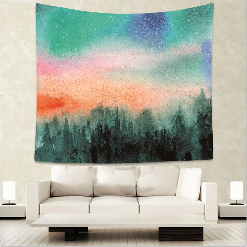 Mysterious 3d Mountain Scenery Tapestry Nature Print Romantic