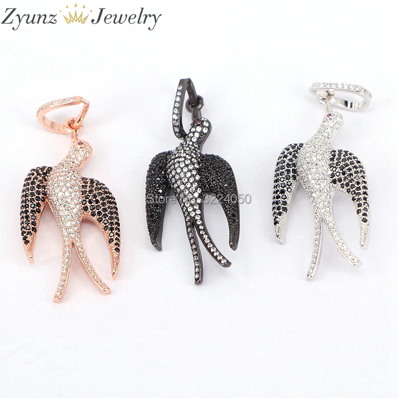 

5PCS ZYZ175-9160 Bird Pendant For Men Women Jewelry, Micro Pave CZ Brass Pigeon Pendant