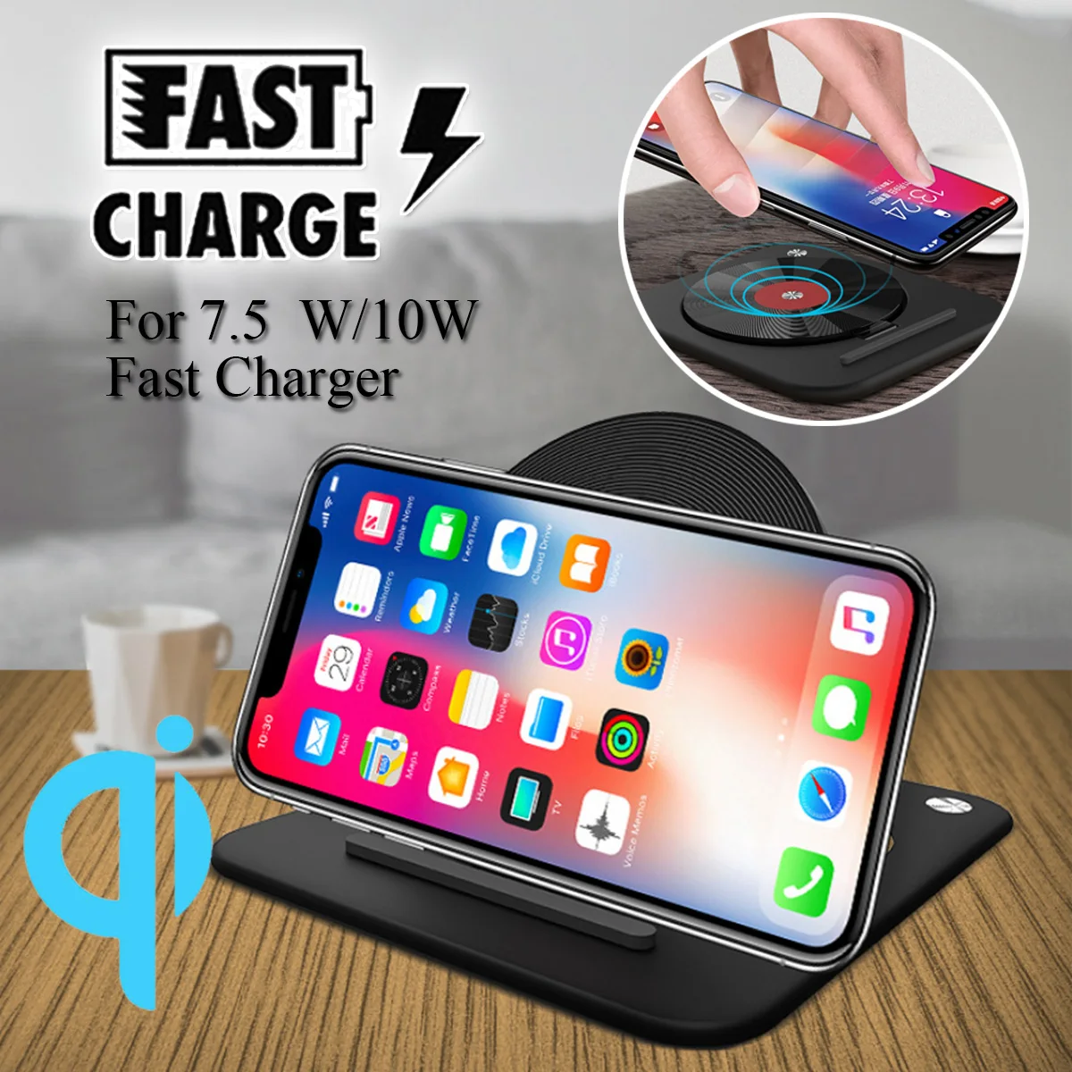 

LEORY 7.5/10W Qi Wireless Charger Mat for iPhone X 8 Plus Car Use Collapsable Fast Charging Pad for Samsung for Galaxy S8 S9 S7