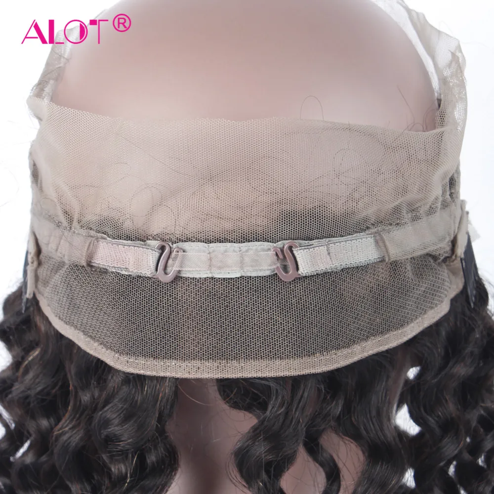 Alot Peruvian Deep Wave 360 Lace Frontal Closure Pre Plucked With Baby Hair Adjustable Band 10 To 20 Non-Remy Natural Black