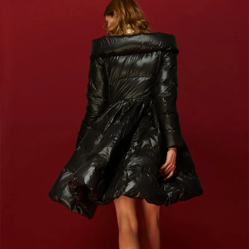 Зимняя куртка женская Новая женская зимняя стандартная юбка куртка средней длины белый воротник черная парка пальто; женская верхняя одежда XXL