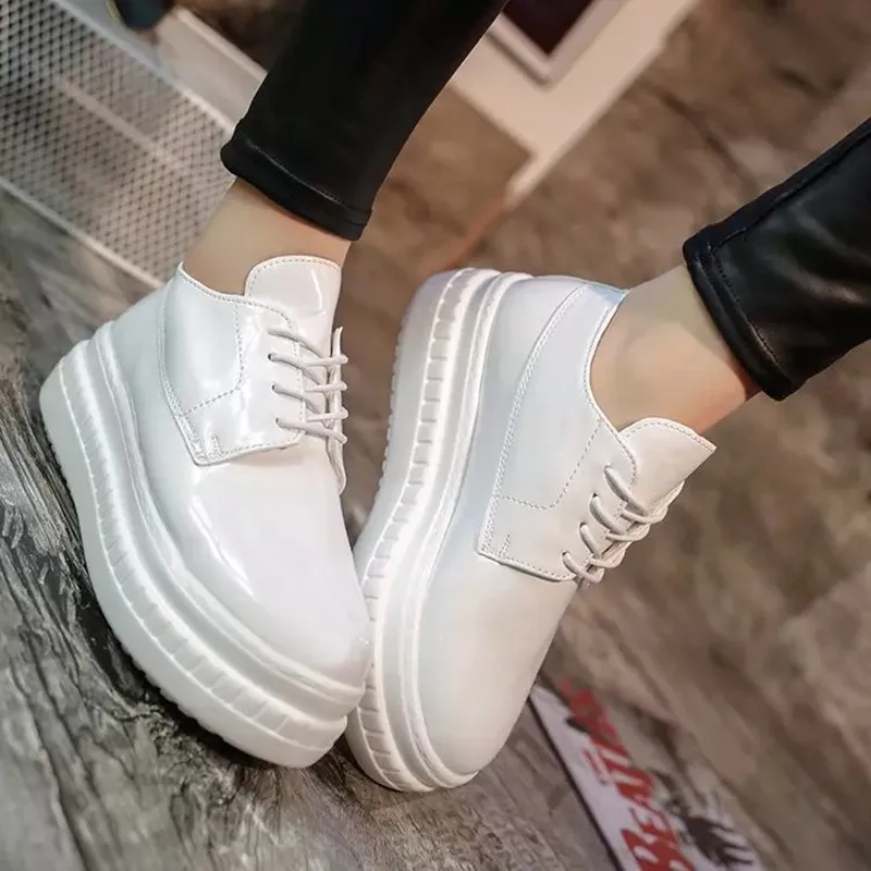 35 39 Fashion Patent Leather Shoes Woman Handmade Designer Ladies Loafers Flat Platform Shoes For Women