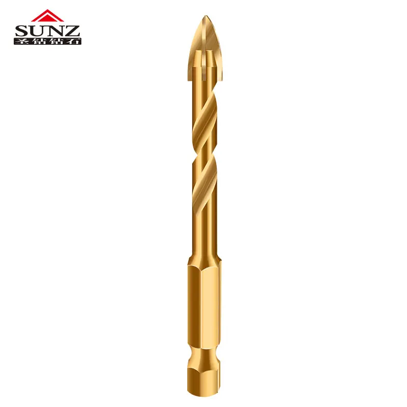 SHENGZUAN thread triangular wall tile marble glass drill bit  golden concrete bit