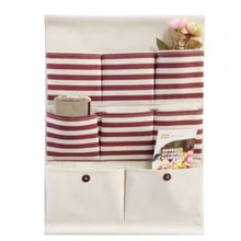 8 bolsillos Vintage Stripe Lino almacenamiento para colgar en el armario bolsa organizador puerta Rack pared titular decoración cosméticos misceláneas hogar