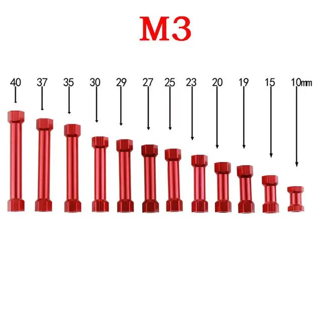

TianYuQi 10pcs The hexagonal aluminum column /Teeth is M3/ CNC machining M3x10 M3x35 M3x50mm red