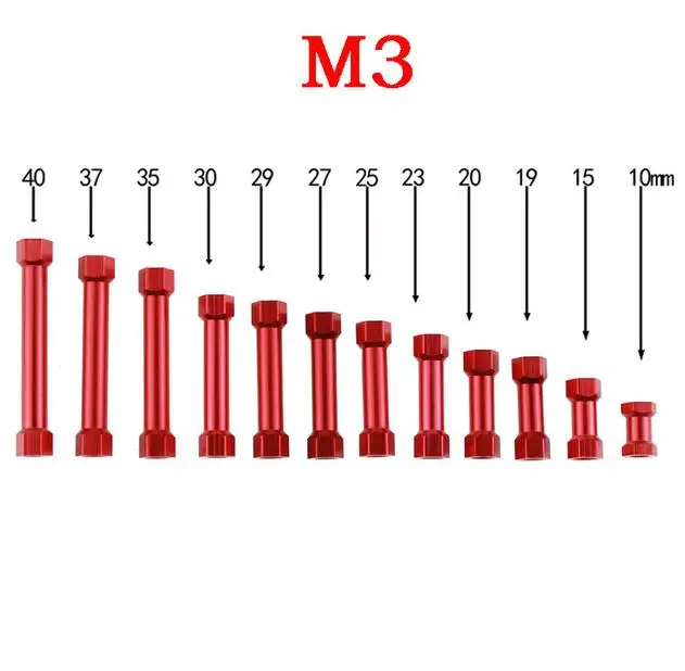 TianYuQi 10 шт. шестиугольный алюминиевый колонка/зубы M3/CNC подвергая механической обработке M3x10 M3x35 M3x50mm красный