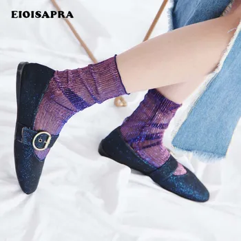 

[EIOISAPRA]New Arrival Shiny Transparent Socks Gold Silver Silk Korean Fashion Socks Women Art Shine Femme Calcetines Mujer Sox