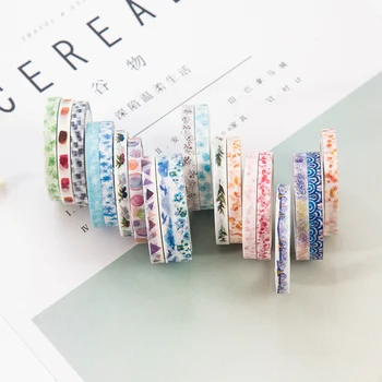 

20 pcs/lot DIY Japanese Paper Decorative Adhesive Tape Cartoon Colorfull MiNi decoration Washi Tape/Masking Tape Stickers 5mm*7m