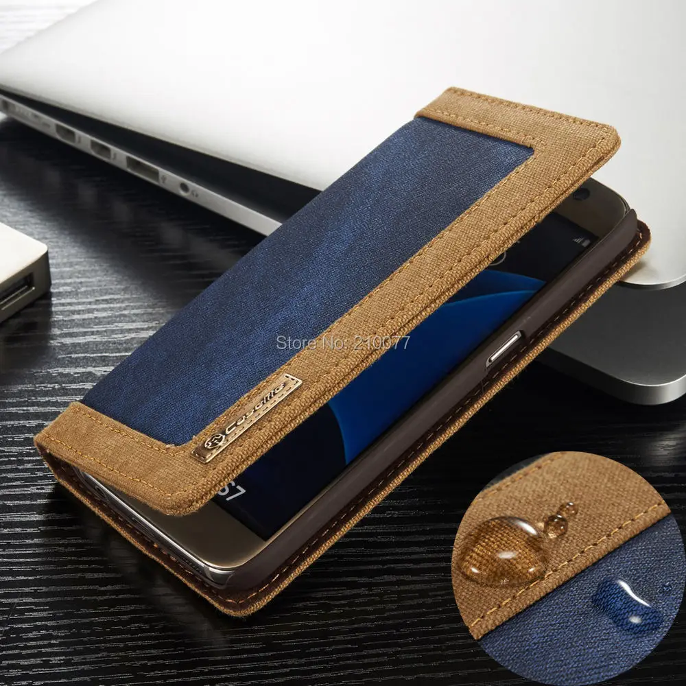 

CaseMe Jeans Canvas Leather Wallet Case Card Flip Cover for iPhone 7 7 Plus