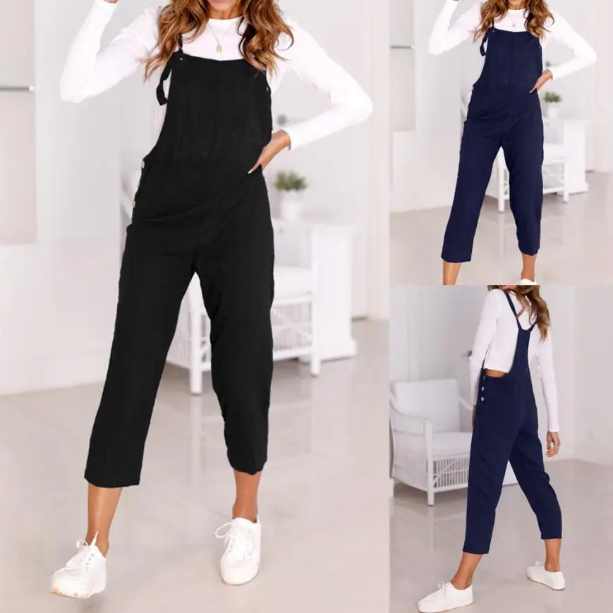 Women Spaghetti Strap Wide Legs Bodycon Jumpsuit Trousers Clubwear Rompers 2018 summer womens romper Loose Dungarees New QX40