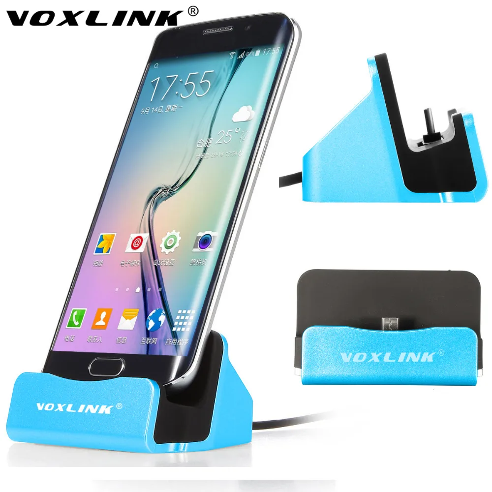 VOXLINK 마이크로 USB 충전 도킹 스테이션 삼성 S7 S6Edge 동기화 데이터 데스크탑 독 충전기 iPhone6 ​​6 초 5 초 5c 넥서스 5X 6 마력