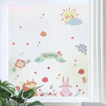 

Spring zoo Stained Window sticker squirrel Glass Film animal Static Cling Privacy Custom home foil Self-adhesive film decorative