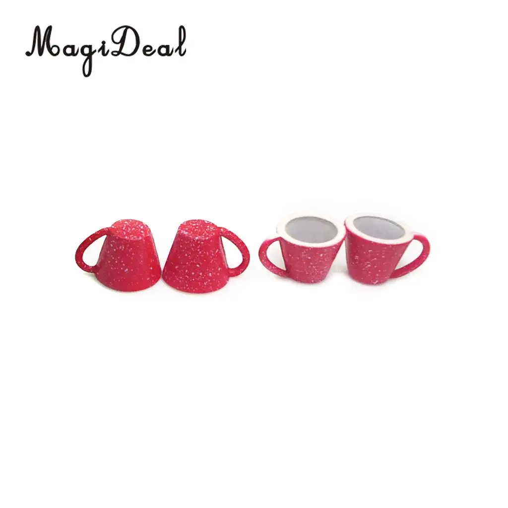 5Pcs/Set 1:12 Dollhouse Miniature Red Porcelain Pot Kettle Cups Coffee Tea Milk Set Restaurant Kitchen Tabel Decor Model Toy