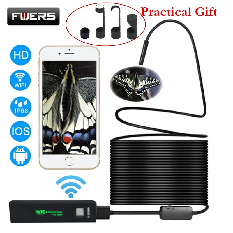 

Fuers USB Wifi Endoscope Camera Android 1200P Endoscope Camera Inspection Semi Rigid Hard Tube Softwire Android iOS Borescope