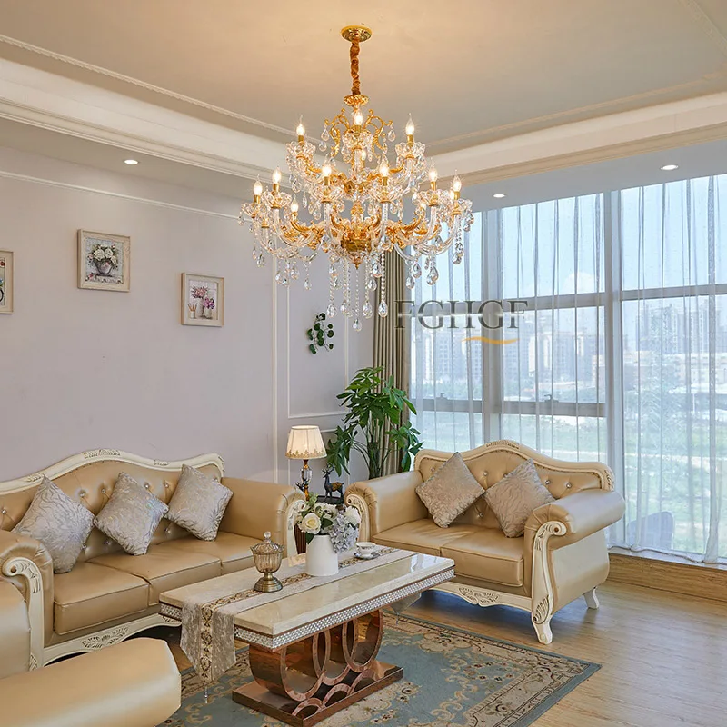 Modern Crystal Chandelier Lighting Candle Bulbs Lustres Golden Chandeliers Hanging Lamp Light for Dining Room Shop Living Room (3)