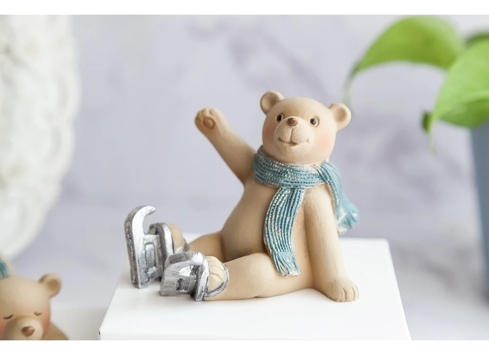 Украшение дома аксессуары полярный медведь статуя животного LX милая кукла игральная фигура Смола Ремесло Украшение медведь Рождественский подарок для детей