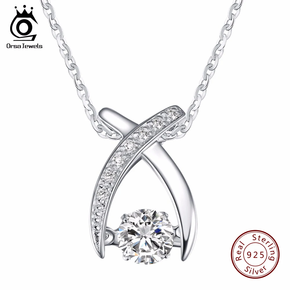 

ORSA JEWELS 925 Silver Fish Pendants&Necklaces Cute Animal Necklace Rhodium Sterling Silver Jewelry for Best Friend SN38