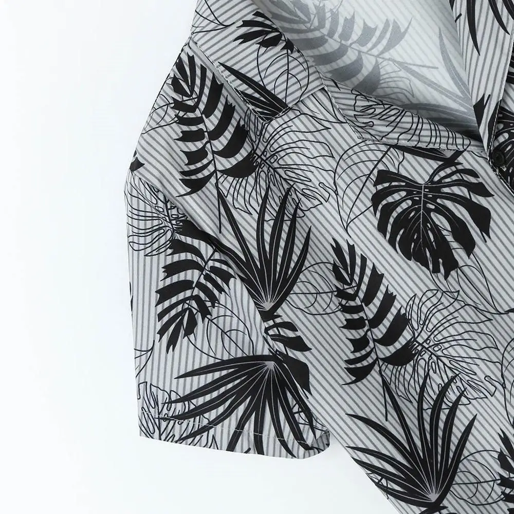 Мужская гавайская рубашка, мужская повседневная рубашка с принтом в виде кокосовых листьев, с отворотом, Пляжная, короткий рукав, летняя, тонкая, высокое качество, мужская, хлопковая, на пуговицах, camisa