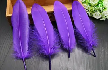 Смешанные цвета 50 шт гусиный Feathers15-20cm гусиное перо сценический шлейф Ловец снов промытый гусиный пух пушистый шлейф для свадьбы - Цвет: 50pcs purple