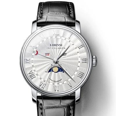 LOBINNI, мужские часы, швейцарские, люксовый бренд, часы для мужчин, сапфир, водонепроницаемые, Лунная фаза, reloj hombre, Япония, Miyota, механизм L3603M - Цвет: Item 1