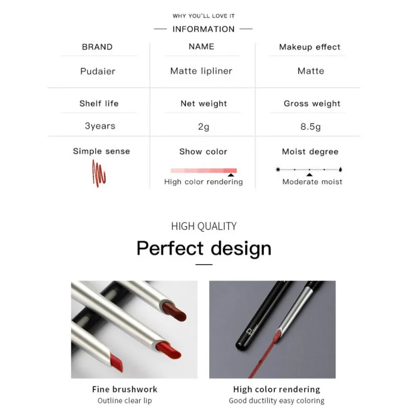 1PC 17 Colors Mate Long Lasting Lipliner Makeup Waterproof Lip Liner Pencil 1PC 17 Colors Mate Long Lasting Lipliner Makeup Waterproof Lip Liner Pencil