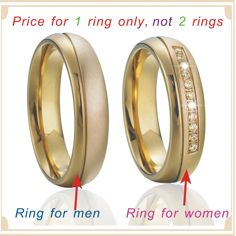 Anniversary Wedding band couple ring men Alliances Gold Color titanium stainless steel jewelry Engagement Rings for women (7)