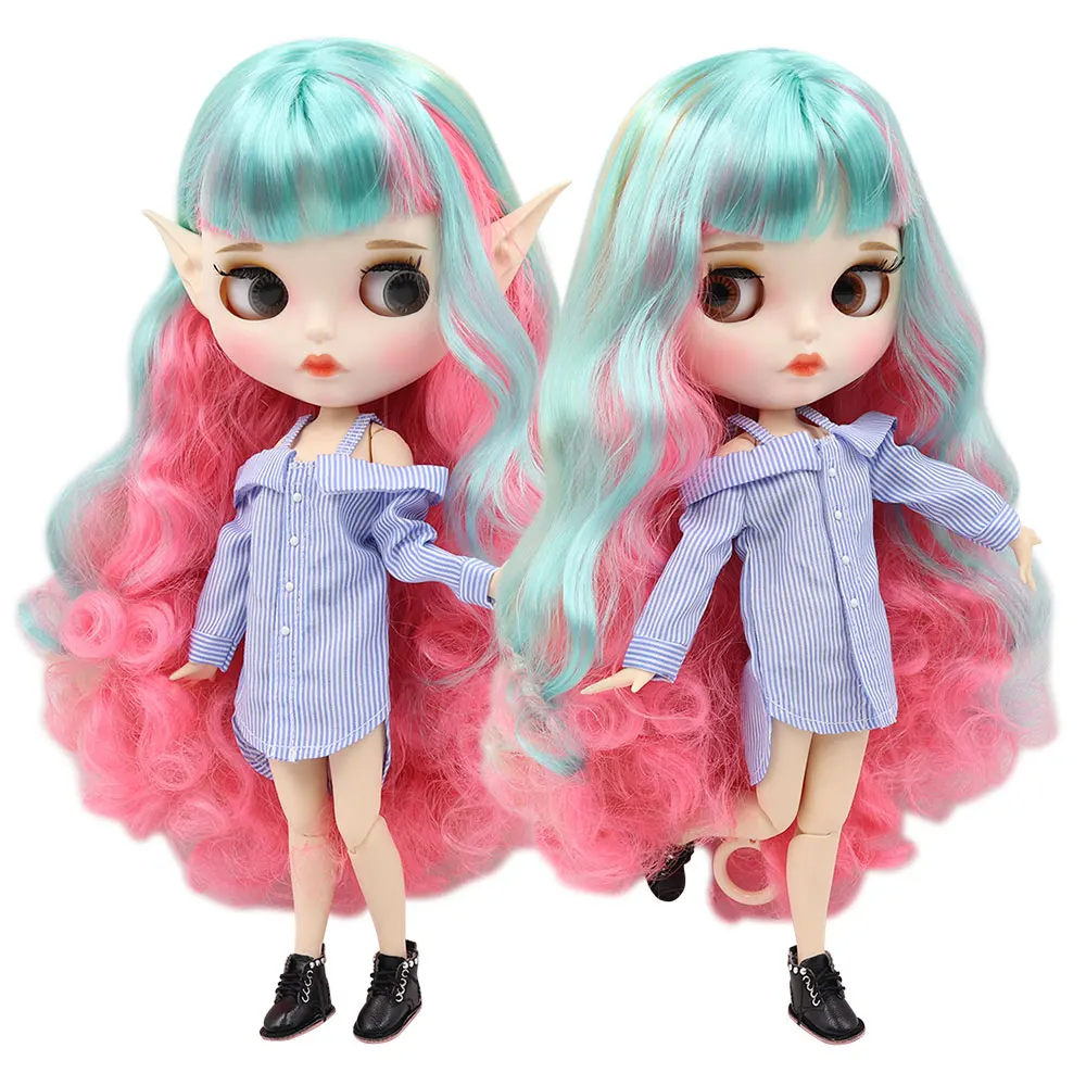 Blythe Doll From Factory Nude 1//6 Scale Joint Body Natural skin Blue Wig Toy