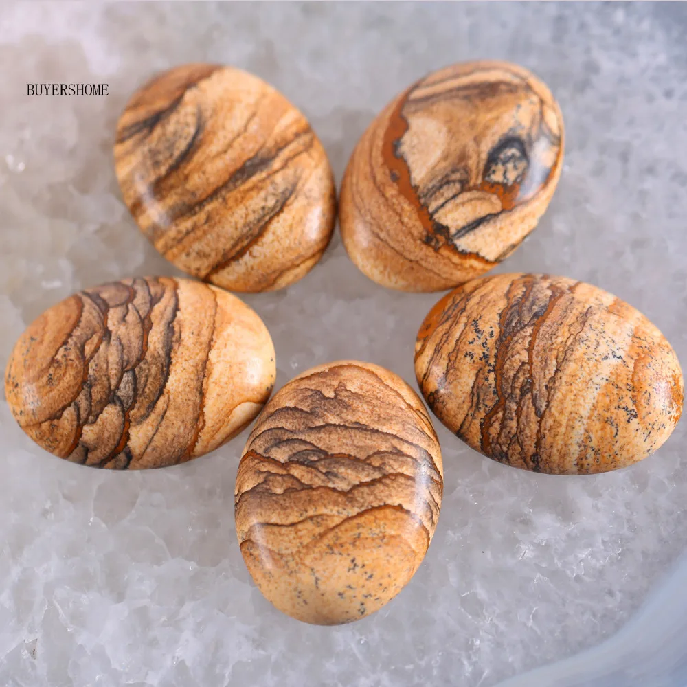 

Free Shipping New without tags Stone 30x40MM Natural Picture Stone Bead CAB Cabochon 1Pcs RK1691