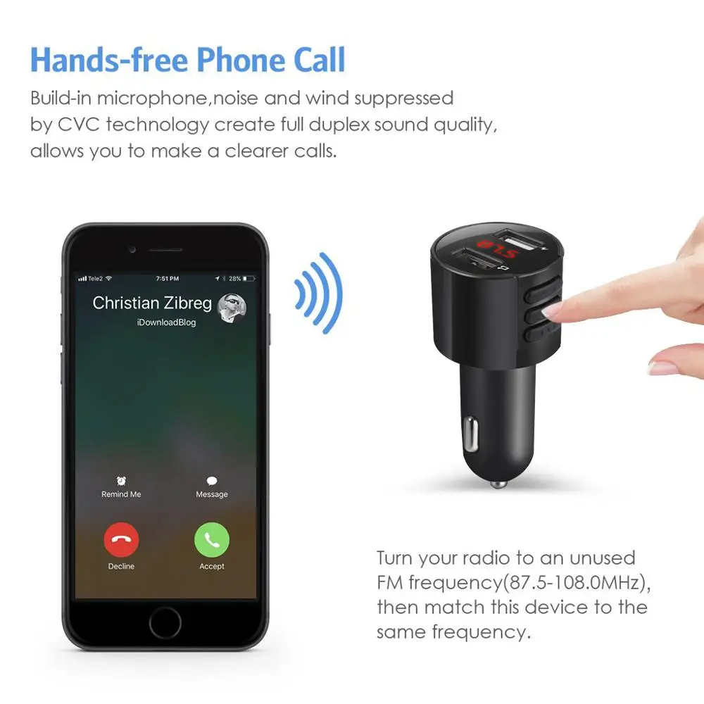 Автомобильное зарядное устройство Bluetooth USB FM передатчик беспроводной радио