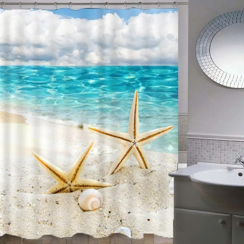 

High Quality Starfish PEVA Shower Curtain Clear Multi-Purpose Bathroom Storage Waterproof Mildew-Proof 180x180cm 180x200cm AP11G