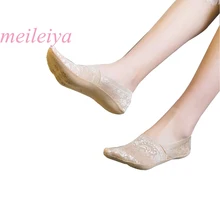 MEILEIYA 10 пар/упак. Новинка; Лидер продаж летние Для женщин носки мелкая стелс лодка носки кружева дышащий 360 градусов Силиконовые противоскользящие носки