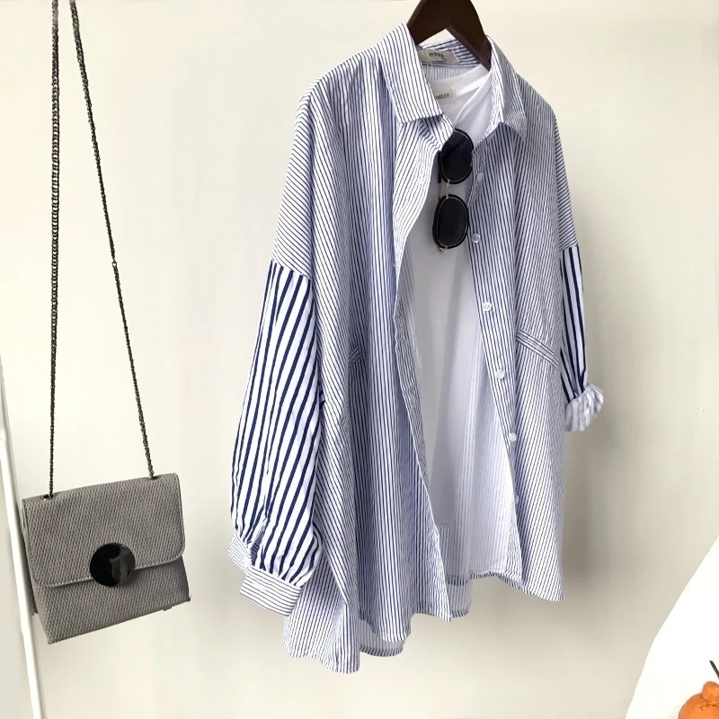 Shirts Women Long Sleeve Striped Casual Fashion High Quality Loose Womens Clothing Korean Style Simple All-match Elegant Summer