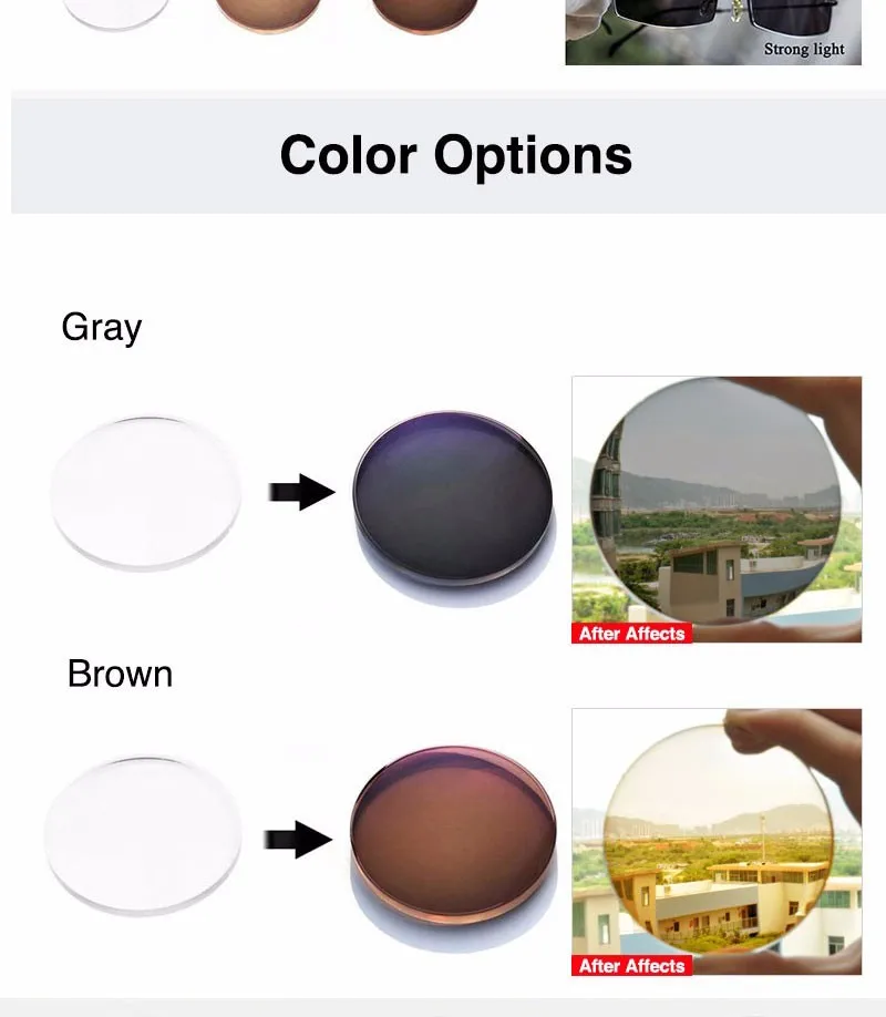 1,61 фотохромные серые или коричневые линзы с одним видением SPH диапазон-6,00~+ 5,50 Max CLY-4,00 Оптические Линзы для очков