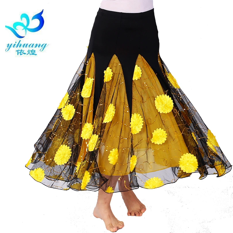 Ballroom Dance Costume Long Skirt Flamenco Waltz Tango Modern Big Swing