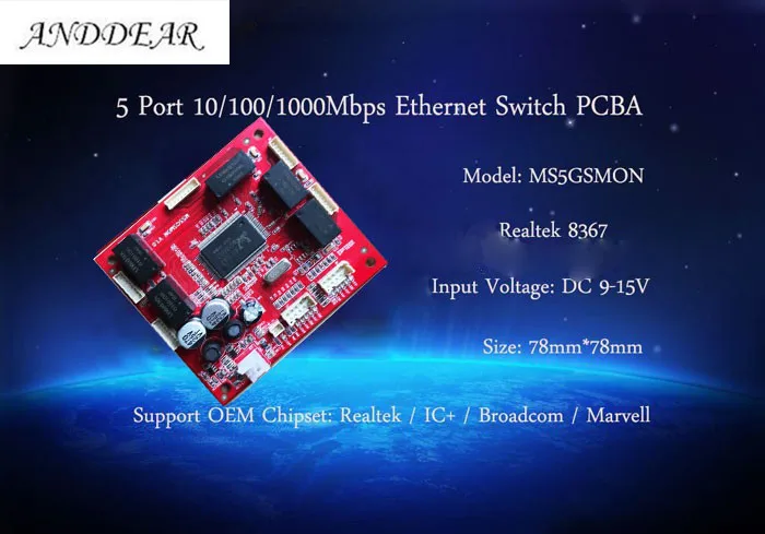 OEM/ODM 5 портов 10/100/1000 M gigabit ethernet switchMini размер 78*78 мм гигабитный неуправляемый 5 rj45 портов промышленный модуль переключателя