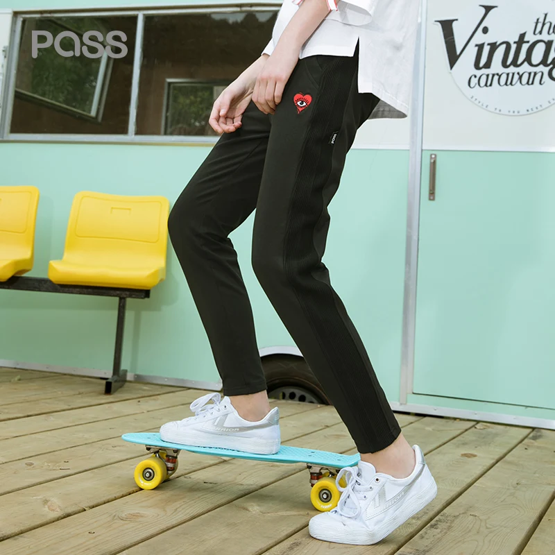 PASS Women Casual Heart Embroidery Sweatpant New Arrival Spring Pants